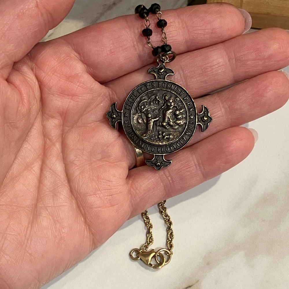 14K Goldfill Religious Medal necklace, Protective Amulet Cross